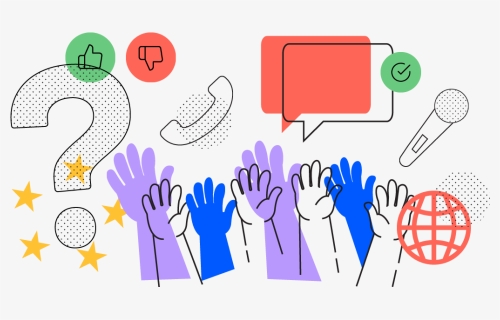 Raised Hands Asking For A Feedback Opportunity - Circle, HD Png Download, Free Download