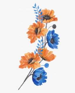Blue And Orange Flower, HD Png Download, Free Download