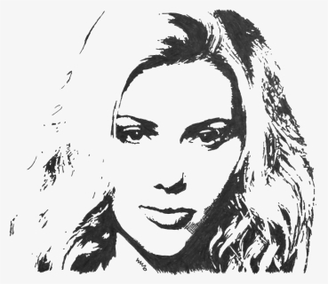 Scarlett Johansson Stencil , Png Download - Scarlett Johansson Drawing Easy, Transparent Png, Free Download