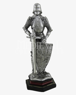 Silver Knight With Sword And Shield Statue - Statue Chevalier, HD Png Download, Free Download