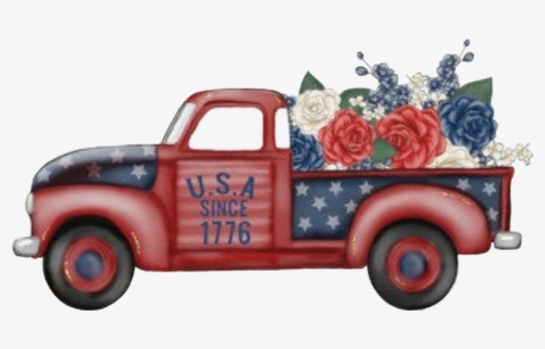 #truck #flowers #floral #bouquet #red #white #blue - Pickup Truck, HD Png Download, Free Download