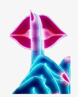 #neon #shhh #lips #fingers #stickers #freetoedit - Neon Silence, HD Png Download, Free Download