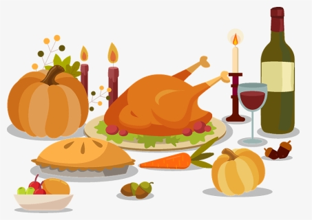 Thanksgiving Dinner With Turkey Dish Clipart - Illustration, HD Png Download, Free Download