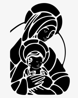 Virgin Mary With Baby Jesus Images Silhouette, HD Png Download, Free Download