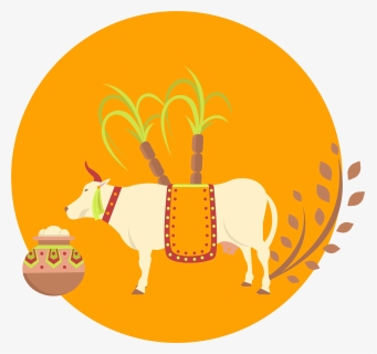 Drawing Cow Mattu Pongal - Pongal Cliparts Transparent Background, HD Png Download, Free Download