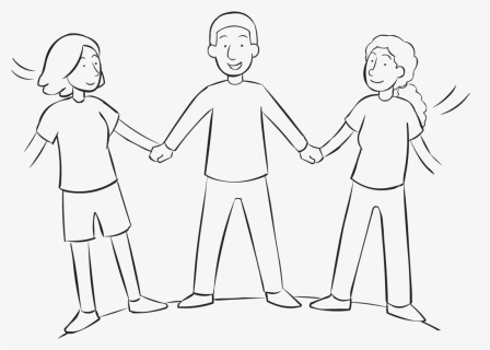 Back Three People Holding Hands And Leaning Back In - Sketches Of People Holding Hands, HD Png Download, Free Download