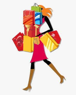 Vector Library Library Bag Woman Clip Art Urban Women - Cartoon Shopping Bags Clipart, HD Png Download, Free Download