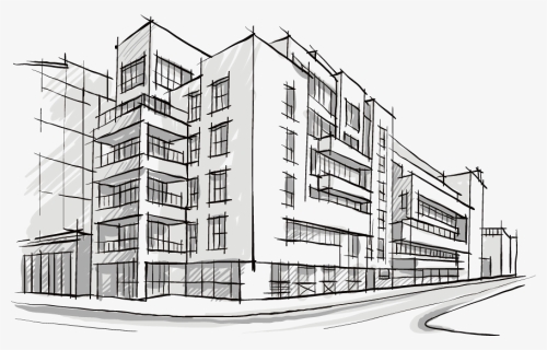 Building City Sketch Architecture Architectural Drawing - Sketch Of Building Construction, HD Png Download, Free Download