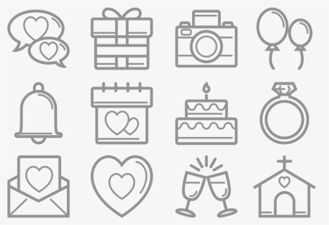 Boda Thin Line Icons Vector - Iconos De Boda Png, Transparent Png, Free Download