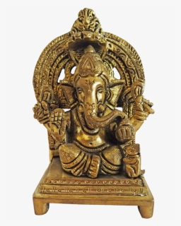 Antique Lord Ganesha With Small Mouse Brass Statue, - Bronze Sculpture, HD Png Download, Free Download