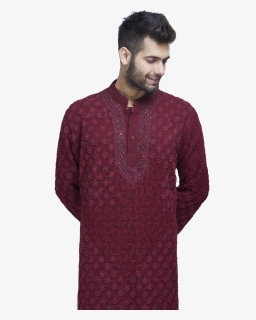 Embroidered Maroon Kurta Set By Stylease Exclusive - Gentleman, HD Png Download, Free Download