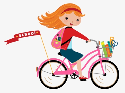 Bicycle Cartoon Clip Art - Girl Riding Bike Clipart, HD Png Download, Free Download