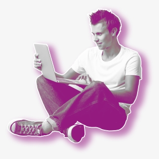 Man Enjoying Laptop Insurance - Sitting, HD Png Download, Free Download
