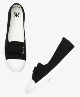 Kook N Keech Women Black Slip On Sneakers, HD Png Download, Free Download