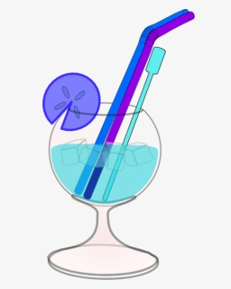 Glass Juice Straw Lemon Ice - Straw On The Glass Clipart, HD Png Download, Free Download