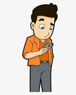 Man Using Phone Cartoon, HD Png Download, Free Download