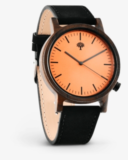 The Gaston Wood Watch Chanate Wood Orange Black Leather - Watch, HD Png Download, Free Download