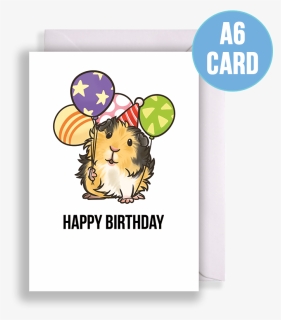 Tricolour Abyssinian Guinea Pig With Balloons Birthday - Birthday Guinea Pig Cartoon, HD Png Download, Free Download