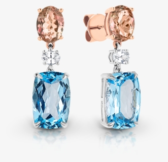 Morganite, White Sapphire And Sky Blue Topaz "azura - Earrings, HD Png Download, Free Download