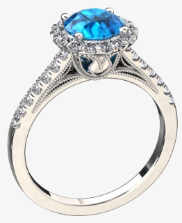 Natural Blue Topaz And Diamond Ring Style - Engagement Ring, HD Png Download, Free Download