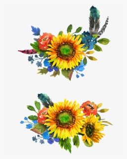 #watercolor #sunflower #sunflowers #flowers #floral - Bouquet, HD Png Download, Free Download