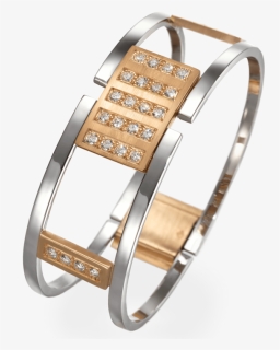 Bracelet Venise Or Rouge Brossé Or Blanc Poli Et Diamants - Engagement Ring, HD Png Download, Free Download