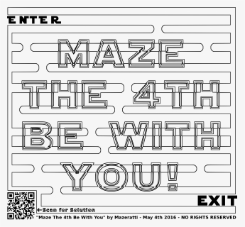 Maze The 4th Be With Your Coloring Pages For Grown - May The 4th Be With You Coloring, HD Png Download, Free Download