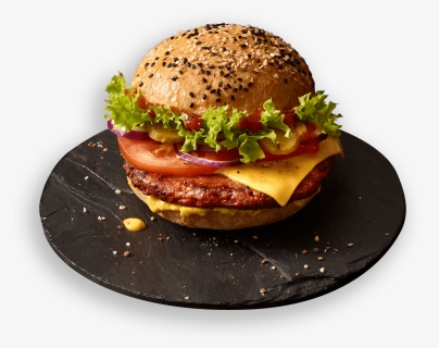 Burger In Plate Png, Transparent Png, Free Download