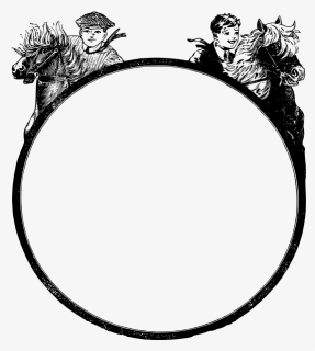 Boys Riding Horses Circle Frame Vector Clip Art - Gambar Lingkaran Vektor Keren, HD Png Download, Free Download
