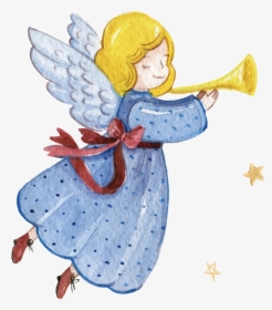 Angel With Trumpet Png - Christmas Angel With A Trumpet, Transparent Png, Free Download