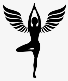 Yoga, Meditation, Wings, Girl, Silhouette, Pose, Hand - Royal Enfield Wings Logo, HD Png Download, Free Download