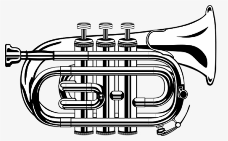 Vector Illustration Of Pocket Trumpet - Trumpet Clipart Black And White, HD Png Download, Free Download