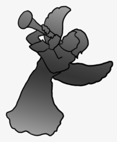Angel With Trumpet Silhouette - Angel With Trumphet Clipart Png, Transparent Png, Free Download