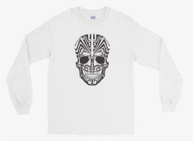 Halloween Tattoo Skull Long Sleeve T-shirt White Unisex - Gildan White Shirt Long Sleeve, HD Png Download, Free Download