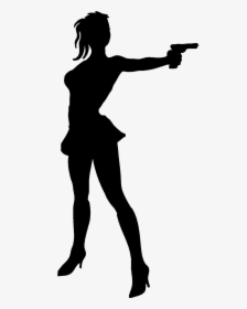 #woman #silhouette #pistol - Woman With Gun Silhouette, HD Png Download, Free Download