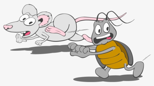 Rat And Roach Running Away - Cartoon, HD Png Download, Free Download