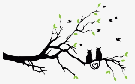 Love Cats Silhouette Clip Arts - Beautiful Love Birds Drawing, HD Png Download, Free Download