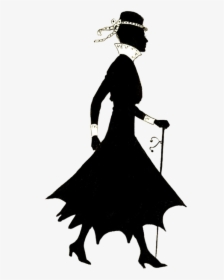 Vintage Silhouette Of Woman Walking - Silhouette Walking Woman Png, Transparent Png, Free Download