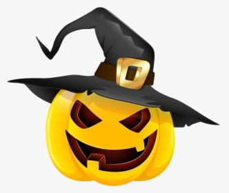 Halloween Pumpkin Png Black Hat Clipart - Pumpkin With A Witch Hat, Transparent Png, Free Download