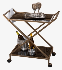 Antique Gold Iron Bar Cart - End Table, HD Png Download, Free Download