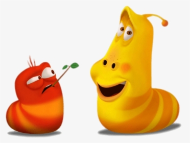 Larva Red Twig In Mouth - Yellow Larva Cartoon Characters, HD Png Download, Free Download