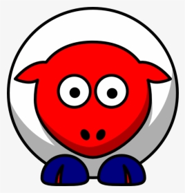 Sheep Looking Straight White With Red Face And Red - Sheep Clipart .png, Transparent Png, Free Download