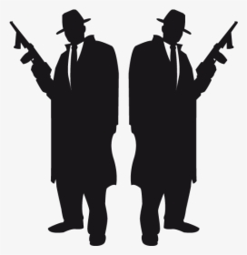 Silhouette Gangster Image Drawing Illustration - Gangster Silhouette Black & White, HD Png Download, Free Download