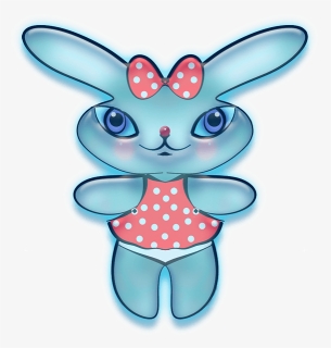 Blue Bunny With A Bow Clipart - Cartoon, HD Png Download, Free Download