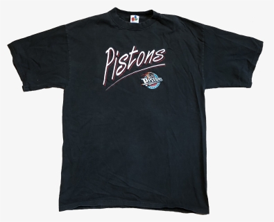 90"s Nba Detroit Pistons Embroidered Logo Shirt Black - Active Shirt, HD Png Download, Free Download