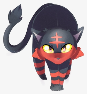 Red Black Cat Pokemon , Png Download - Pokemon Litten, Transparent Png, Free Download