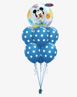 Mickey Baby Bubble Luxury Balloon Bouquet Available - Micky Mouse Blue Balloons, HD Png Download, Free Download