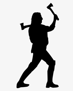 Man With Axe Silhouette 2 - Man With Axe Behind Back Silhouette, HD Png Download, Free Download