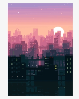 #city #background #game #pixel #vintage #vaporwave - 16 9 Pixel Art, HD Png Download, Free Download