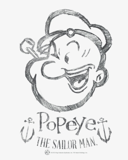 Popeye Sketch Portrait Juniors Tank"  Class= - Cartoon Character On White T Shirts For Men, HD Png Download, Free Download